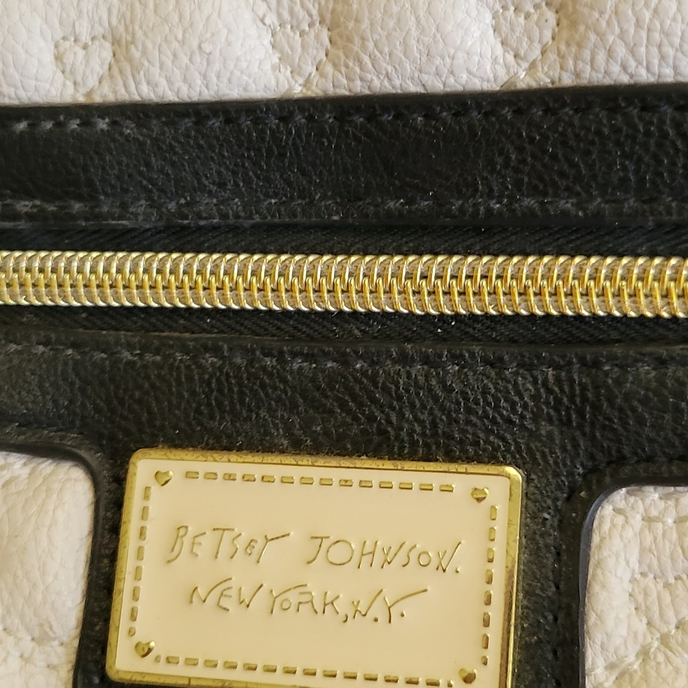 White with black trim large purse